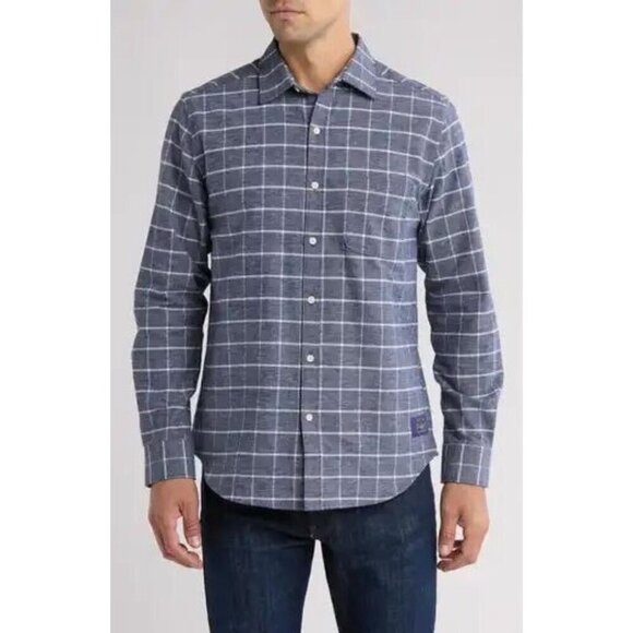 Scotch & Soda Amsterdam Couture Mens Long Sleeve Shirt – Blue Check – Size S NWT - Picture 1 of 3